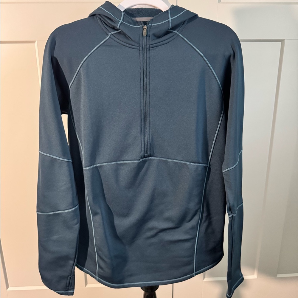 Columbia Blue Hooded Half-zip Fleece Sweatshirt - size large